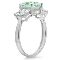 2.62 ct hercegnő vágott zöld szimulált gyémánt 18K fehér arany gravírozás nyilatkozat évforduló eljegyzés esküvő három