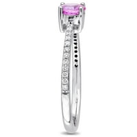 Miabella női karátos rózsaszín zafír karátos gyémánt 14 kt fehér arany ígéret gyűrű