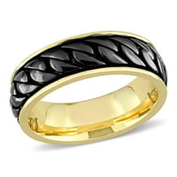 Miabella férfi sárga arany és fekete ruténium vakuval bevont sterling ezüst link tervező gyűrű