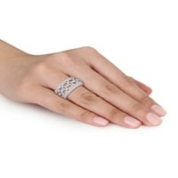 Karátos T. W. gyémánt 10kt fehér arany áttört reteszelő körgyűrű