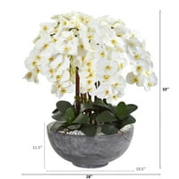33in. Falaenopsis orchidea mesterséges elrendezés nagy cement tálban