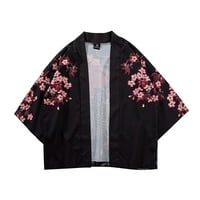 HHei_K férfi Tinta festés Stílus nyomtatás gyors száraz kimonó kardigán hét rész ujjú férfi ing