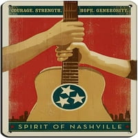 Retro Vintage Nagy város utazási szellem Nashville bátorság. Erő. Remélem Retro poszter fém ón jel elegáns művészet