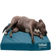 FurHaven Pet Products Oxford Beltéri Kültéri Deluxe Memory Foam kisállat ágy kutyák és macskák számára-Mély lagúna,