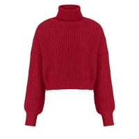 Wavsuf női pulóverek Plusz méretű Garbók téli alkalmi magas nyakú Hosszú ujjú szilárd kötött Clearance piros pulóverek