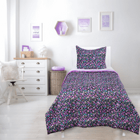 Igazságügyi Ditzy Floral Twin Unbourter and Sham Set, mikroszálas, lila