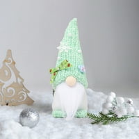 CherryHome karácsonyi Gnome kézzel kötött kalap hópehely Bowknot Fehér teljes szakáll nagy orr asztali arctalan Gnome