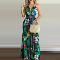 Nyári ruhák nőknek Preppy stílusú trópusi kötőfék Maxi Maxi üzleti ruha