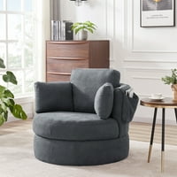 Aukfa modern vászon forgó hordó szék- 360 fokos forgó szabadidős szék- párnák- tároló oldaltáska- szürke