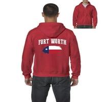 - Férfi pulóver Teljes cipzáras pulóver-Fort Worth Texas zászló