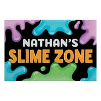 Személyre szabott Planet Kids Slime Zone Deakormat egyéni névvel, színes téglalap alakú 1 8 ”vastag nem csúszás szőnyegre