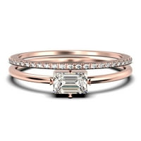 Gyönyörű Minimalista 1. Karátos Baguette vágott gyémánt Moissanite eljegyzési gyűrű, klasszikus jegygyűrű Sterling