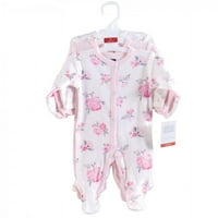 Hudson baba csecsemő lány pamut Preemie Snap Sleep and Play 3pk, alapvető rózsaszín virágos, Preemie