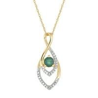 10K arany smaragd és gyémánt akcentus medál nyaklánc