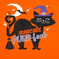Girls Halloween rövid ujjú macska varázslatos póló és többszintű szoknya ruhakészlet, 2 darab, méret 4-18