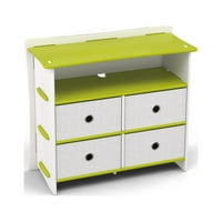 Legare Kids Dresser, no Tools Assembly, 4 fiókos, Lime zöld és fehér