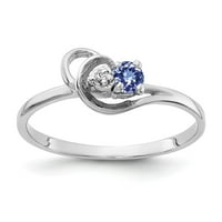 Szilárd 14K fehér arany Tanzanite Kék December drágakő gyémánt eljegyzési gyűrű mérete 8.5