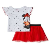 Disney Minnie Mouse Kisgyermek Lányok Póló & Szoknya , 2 Darabos Ruhakészlet