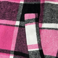 Női Téli Kabát-Felsőruházat Turndown Gallér Gombos Kockás Hosszú Ujjú Laza Szabadidős Kabát Felöltő Hot Pink L