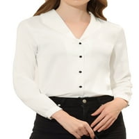 Egyedi alku a nők elegáns gombja elülső forduló gallér szatén ing