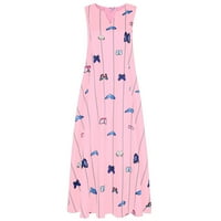 baocc ruhák nőknek nők vintage napi alkalmi ujjatlan csíkos pillangó nyomtatott nyári ruha Női alkalmi ruhák rózsaszín