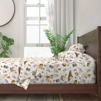 pamut ágynemű, teljes készlet-erdei erdei barátok Virágok szarvas baba állatok Fo nyomtatás egyedi ágynemű által