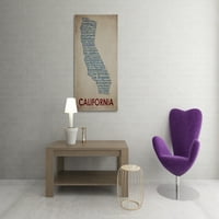 California Városok Térkép Galéria Csomagolva Vászon Fal Művészet