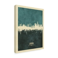 Védjegy képzőművészet 'London Anglia Skyline poszter Teal' vászon művészet Michael Tompsett