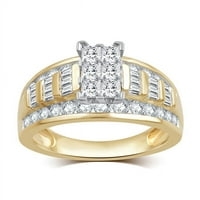 Cttw gyémánt klaszter 10k sárga arany eljegyzési gyűrű