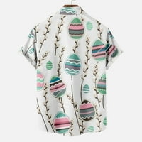 Húsvéti Férfi alkalmi ingek Nyitott elülső blúz gomb le Hawaii hajtóka kabát tojás nyomtatott pólók felsők mellkasi