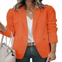 Paille női kardigán dzseki hosszú ujjú üzleti Dzsekik Egyszínű blézerek elegáns irodai felsőruházat Orange XL