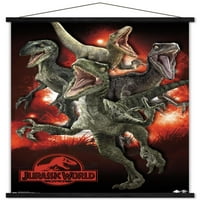 Jurassic World-Raptors fali poszter fa mágneses kerettel, 22.375 34
