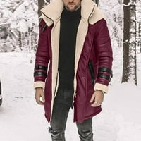 Férfi Fau velúr gyapjú kabát kapucnival gomb hosszabb téli kabátok Sherpa bélelt meleg vastag Linning felöltő
