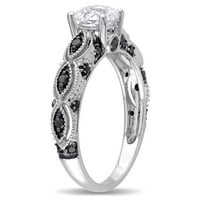 A Miabella női CT Sapphire és CT fekete gyémánt eljegyzési gyűrűt készített 10 kt fehéraranyban