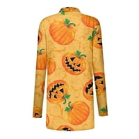 Yubatuo Női Divat Alkalmi Halloween nyomtatás közepes hosszúságú hosszú ujjú kardigán felsők kabát kabátok Női Narancs