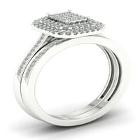 1 3ct TDW Diamond S Sterling ezüst párna alak klaszter Halo menyasszonyi készlet