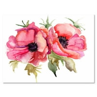 Stilizált rózsaszín mákvirág festés vászon art nyomtatás