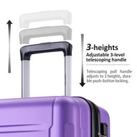 Skyland poggyászkészlet, hordozható, kemény oldalú kibővíthető bőrönd fonó kerekekkel és TSA-zárral, lila