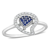 Miabella női karátos T.G.W. Fehér topaz és létrehozta a kék zafír sterling ezüst nyitott könnycsepp gyűrűt