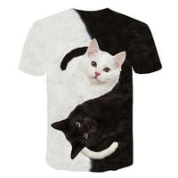 Női felsők Clearance alatt $ Női Divat 3D Cat Print alkalmi póló nyári Rövid ujjú O-nyakú pólók