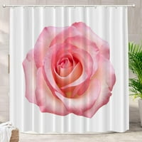 Rose White Decor zuhanyfüggöny, világos rózsaszín és fehér virág fürdőszoba dekoráció poliészter szálas műanyag gyűrűk