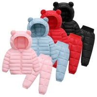 Godderr újszülött kisgyermek téli Puffer kabátok és hó nadrág kapucnis ruhák Set down kabátok + nadrág Snowsuit 9M-5Y