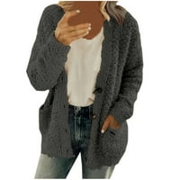 pbnbp téli kabátok a nők, a nők alkalmi Plusz méretű plüss pulóver zsebek felsőruházat gombok kardigán kabát Clearance