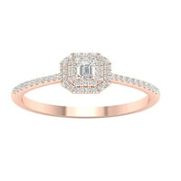 Imperial Ct TDW smaragd gyémánt dupla Halo eljegyzési gyűrű 10k Rózsa aranyban