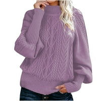 Aoksee pulóverek nőknek Női Alkalmi szilárd hosszú ujjú vastag kötött pulóver Crewneck pulóver kabát