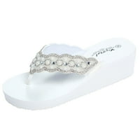 Papucs Szandálcipő Papucs Toe Strand Nem Nyári Platform Ékek Clipflopwedgewomens Pearl Post Nyitott Flipflops Kristály