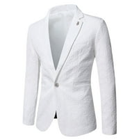 Entyinea férfi Party ruha öltöny egy gomb Slim Fit Sport kabát üzleti napi blézer XXL fehér