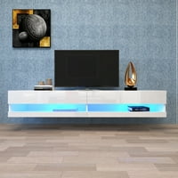 70 Modern LED TV állvány TV-hez, falra szerelhető TV szórakoztató állvány, színes fények és fényhatások, fehér TV szekrény