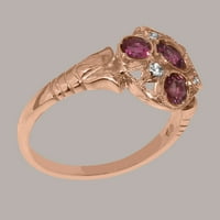 Brit készült 14K Rose Gold természetes rózsaszín turmalin & Diamond női ígéret gyűrű - méret opciók-Méret 9.5