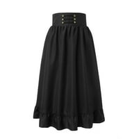 Női szoknyák a-Line Rakott Retro félhosszú Szoknya ruhával Fekete L